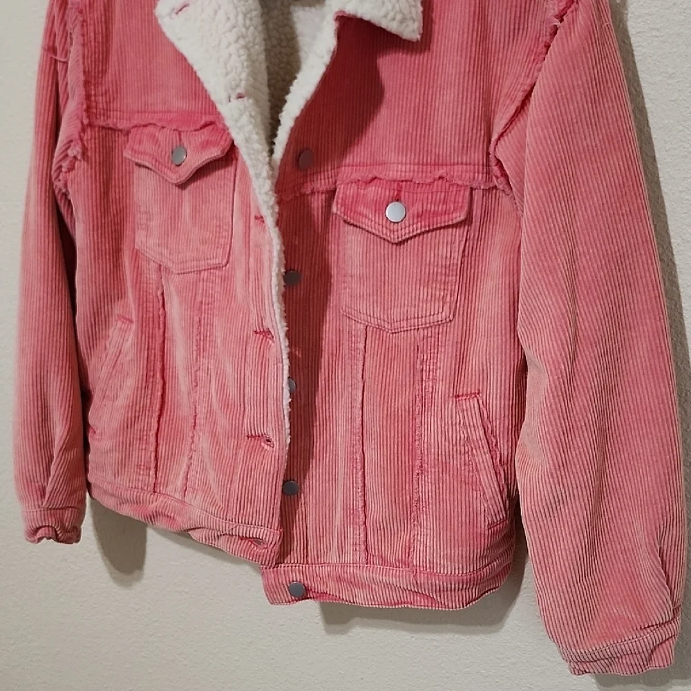 POL Pink and White Teddy Jacket with Sherpa Collar - Picture 9 of 15